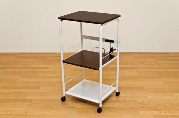 【新品・送料無料】コンセント付　レンジ台　WAL/WH