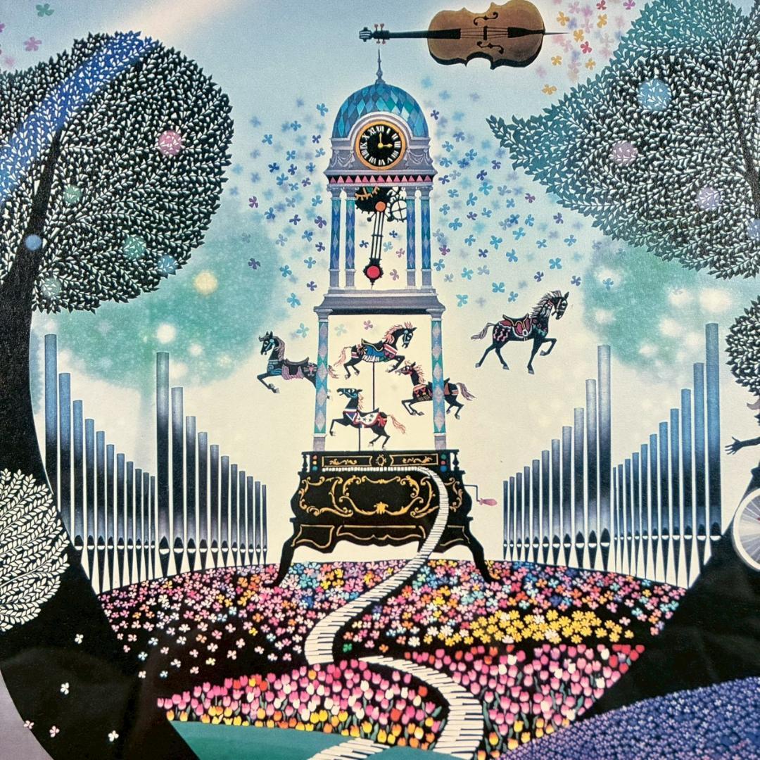 美品 藤城清治「花園のシンフォニー」ダイヤモンドスクリーニング 保証書有 影絵