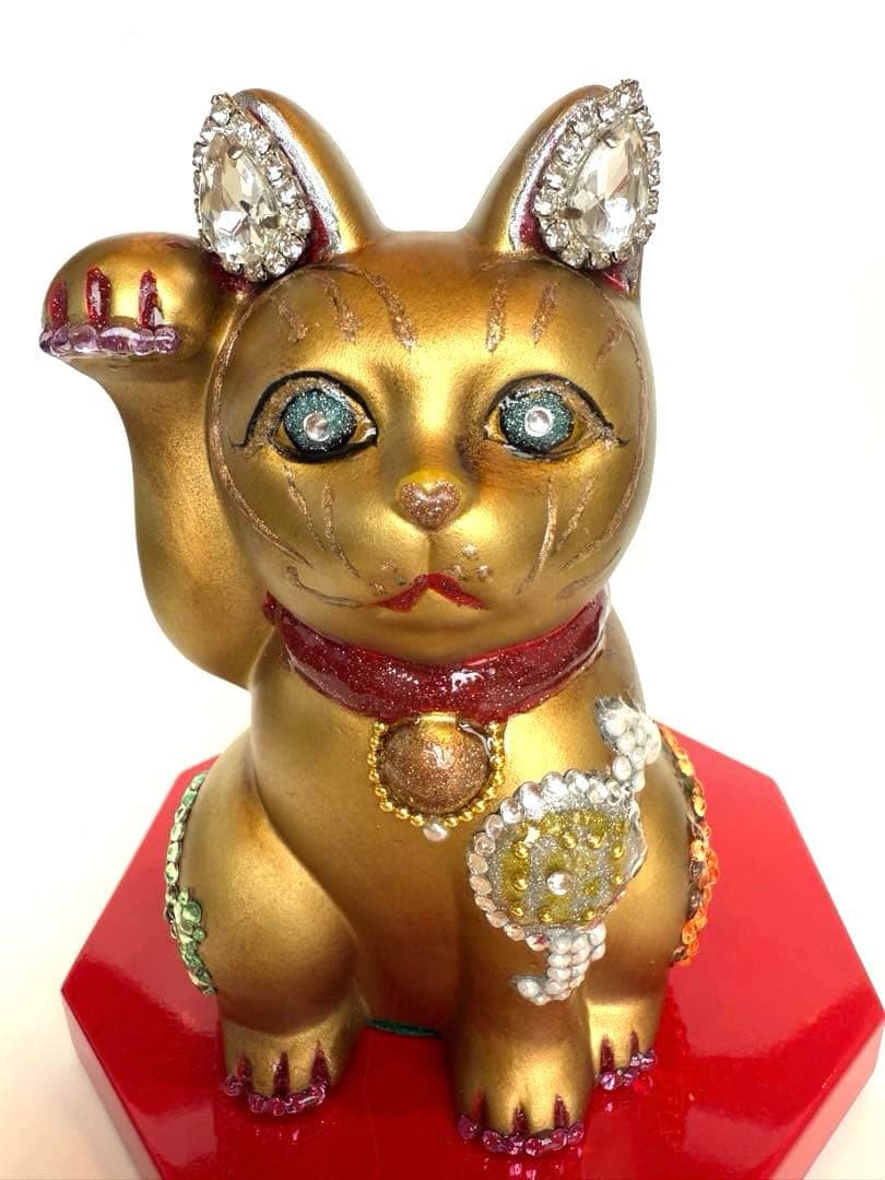 招き猫 デコ スワロフスキー風 金運 開運 商売繁盛 開店祝い