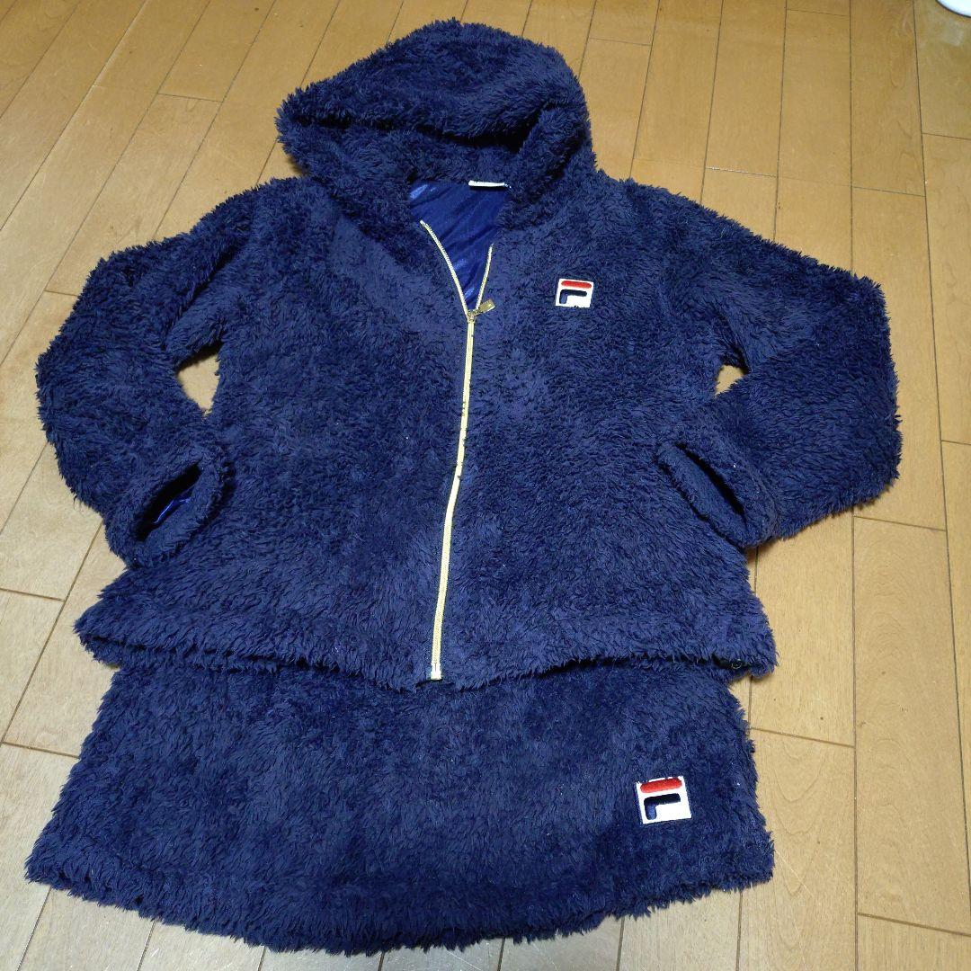 FILA ボアフリースフードジャケット ネイビー
