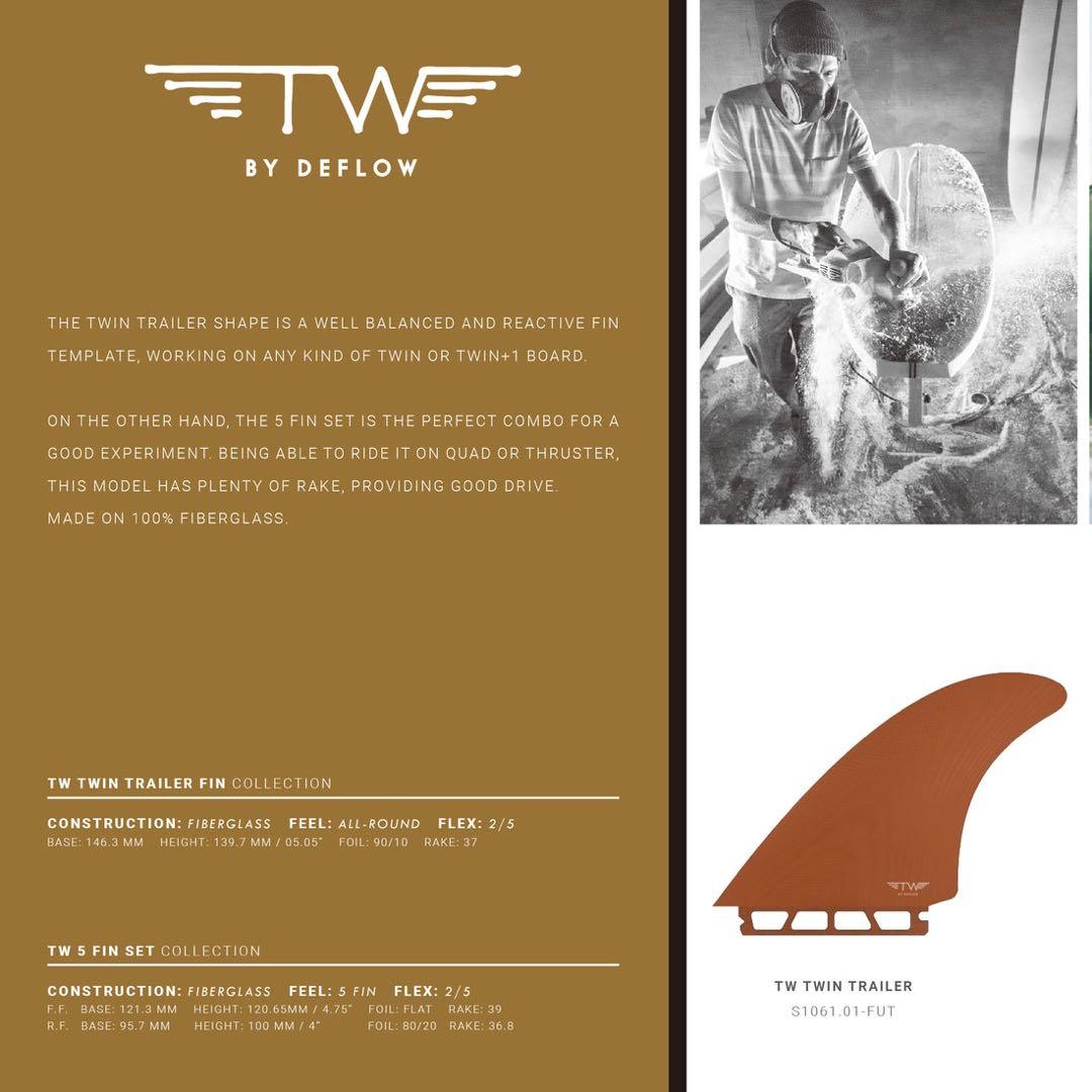 Deflow サーフボードフィンTW TWIN+1 TRAILER
