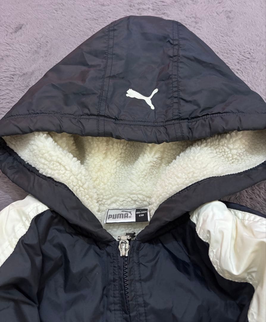 【美品】PUMA プーマ ベンチコート 中綿 ボア 裏起毛 Lサイズ ネイビー