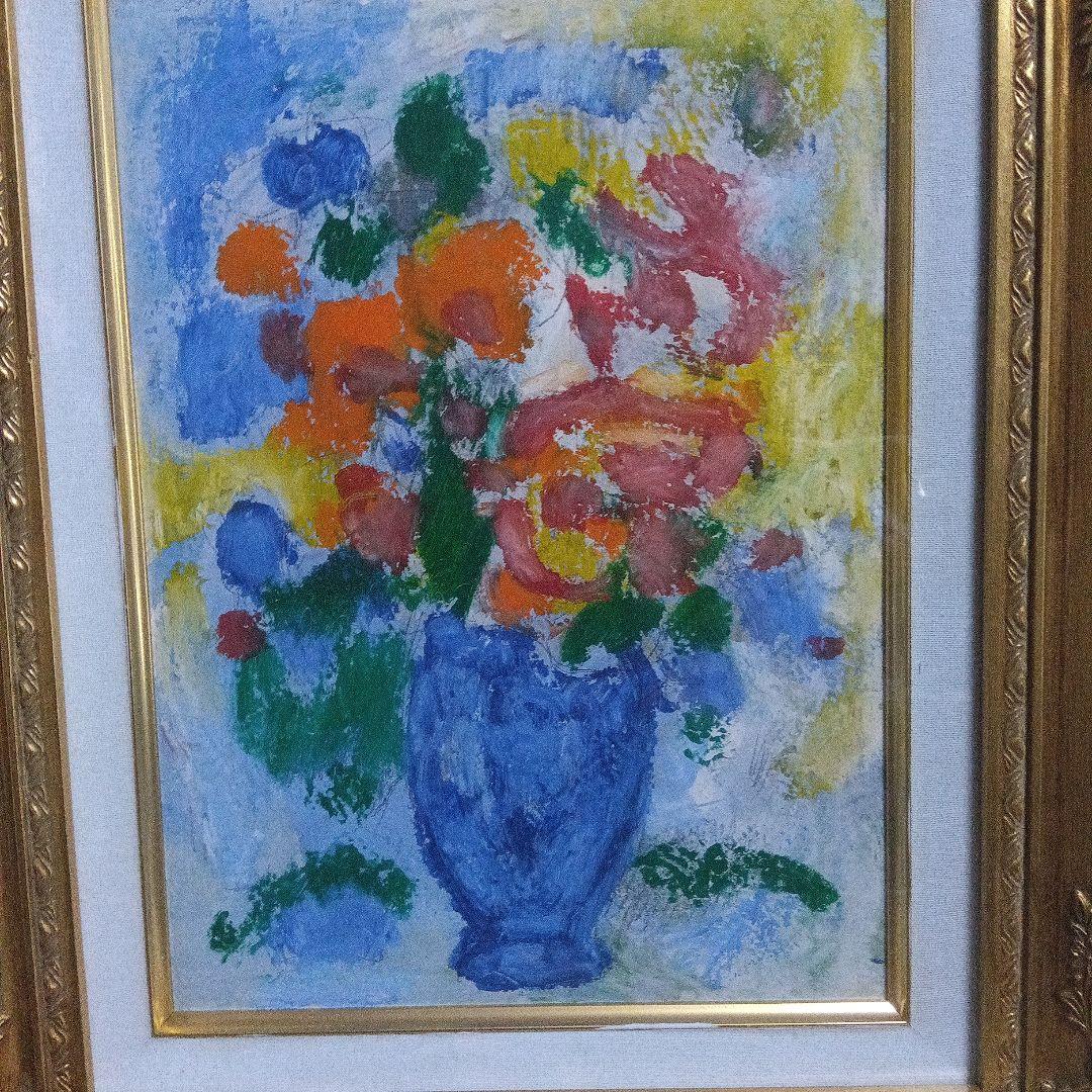 花瓶に入った花の油彩画額がいいものですクレオンも使っています!