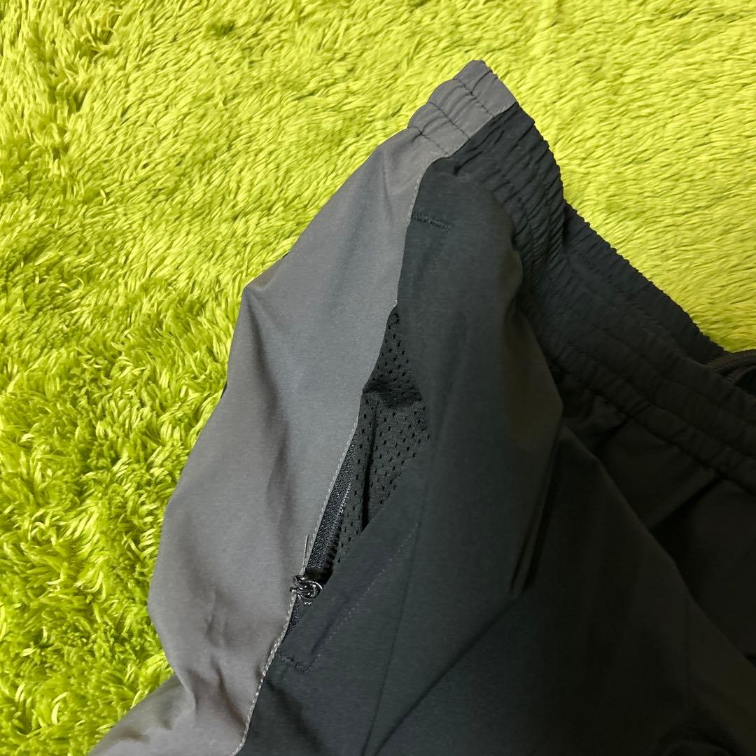 ルースイソンブラ　ストレッチタフタ素材　ロングパンツ　XS 黒×グレー