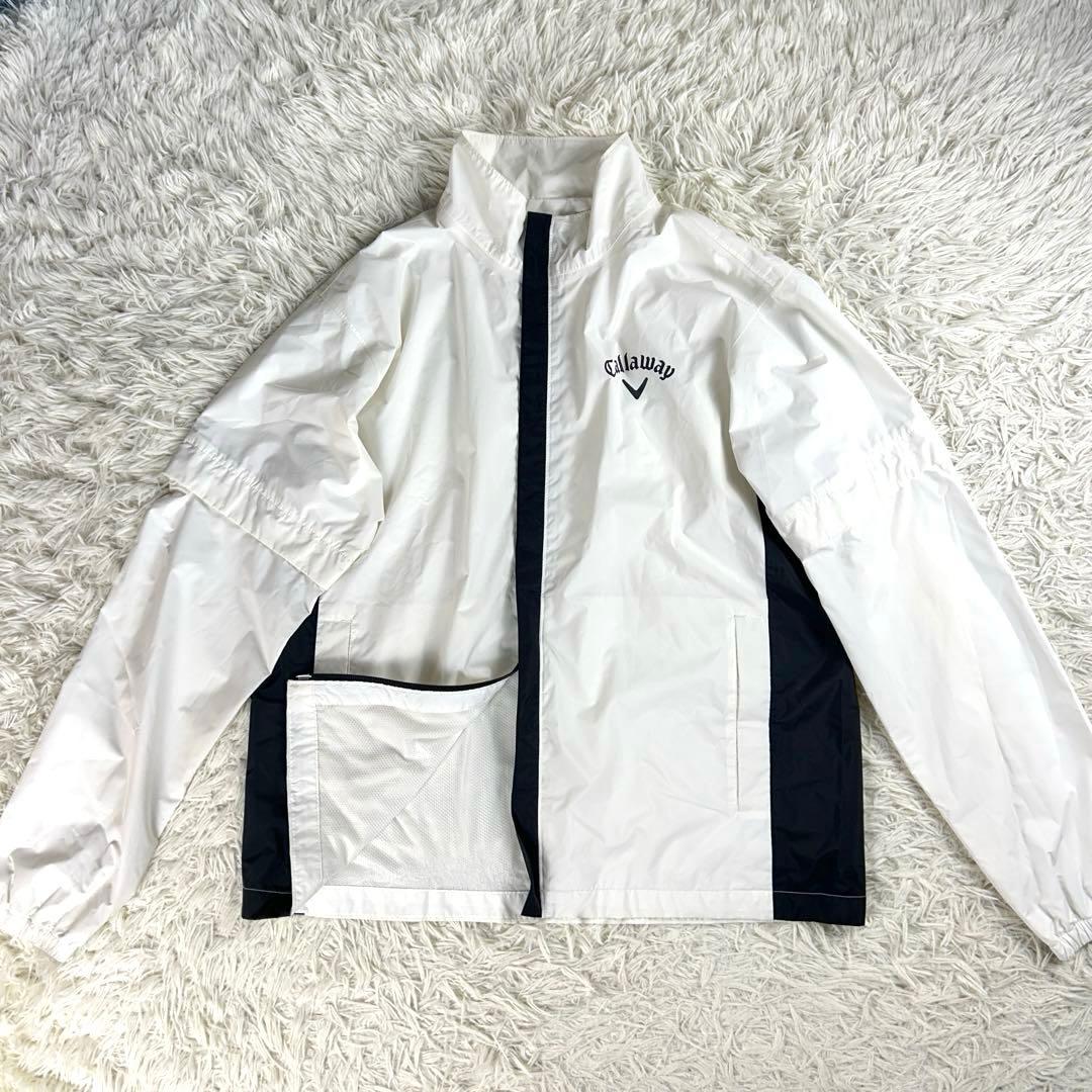 【美品】キャロウェイ　レインウェア　セットアップ　L　白×黒　2way　透湿