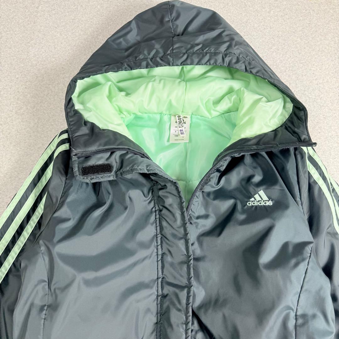 極美品　adidas アディダス　洗える　中綿ベンチコート　Lサイズ　グレー