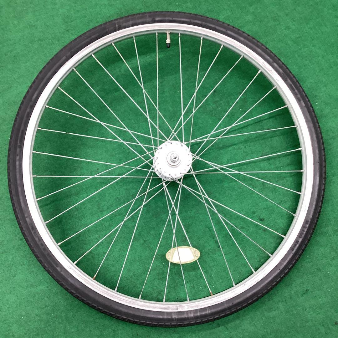 アルミリム　前輪 26x1-3/8 タイヤ付　ハブダイナモ　26インチ　J2端子