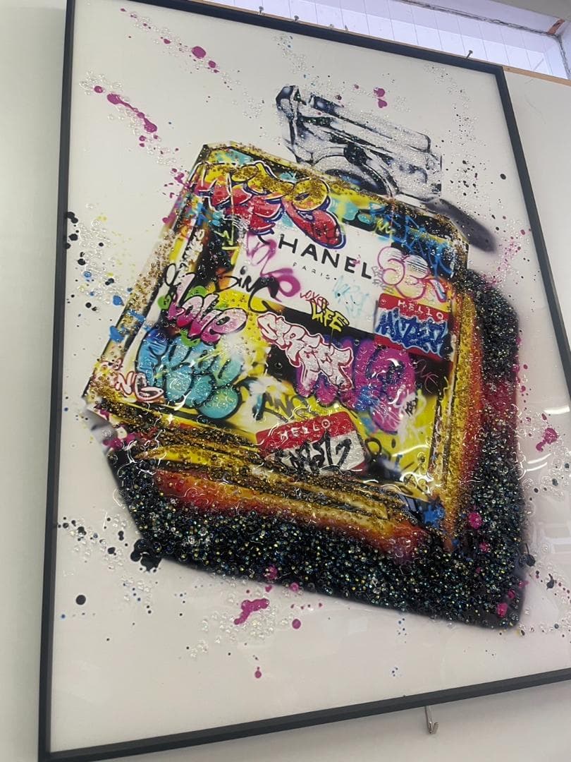 水晶絵　アートパネル　香水　パフューム　アート　絵画　NO5　絵　額縁　フレーム