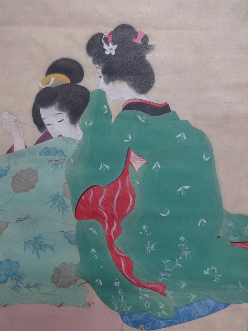 古*家様 伊東深水 ささやき 水彩画 1956年頃 紙本著色 肉筆 舞妓 芸妓