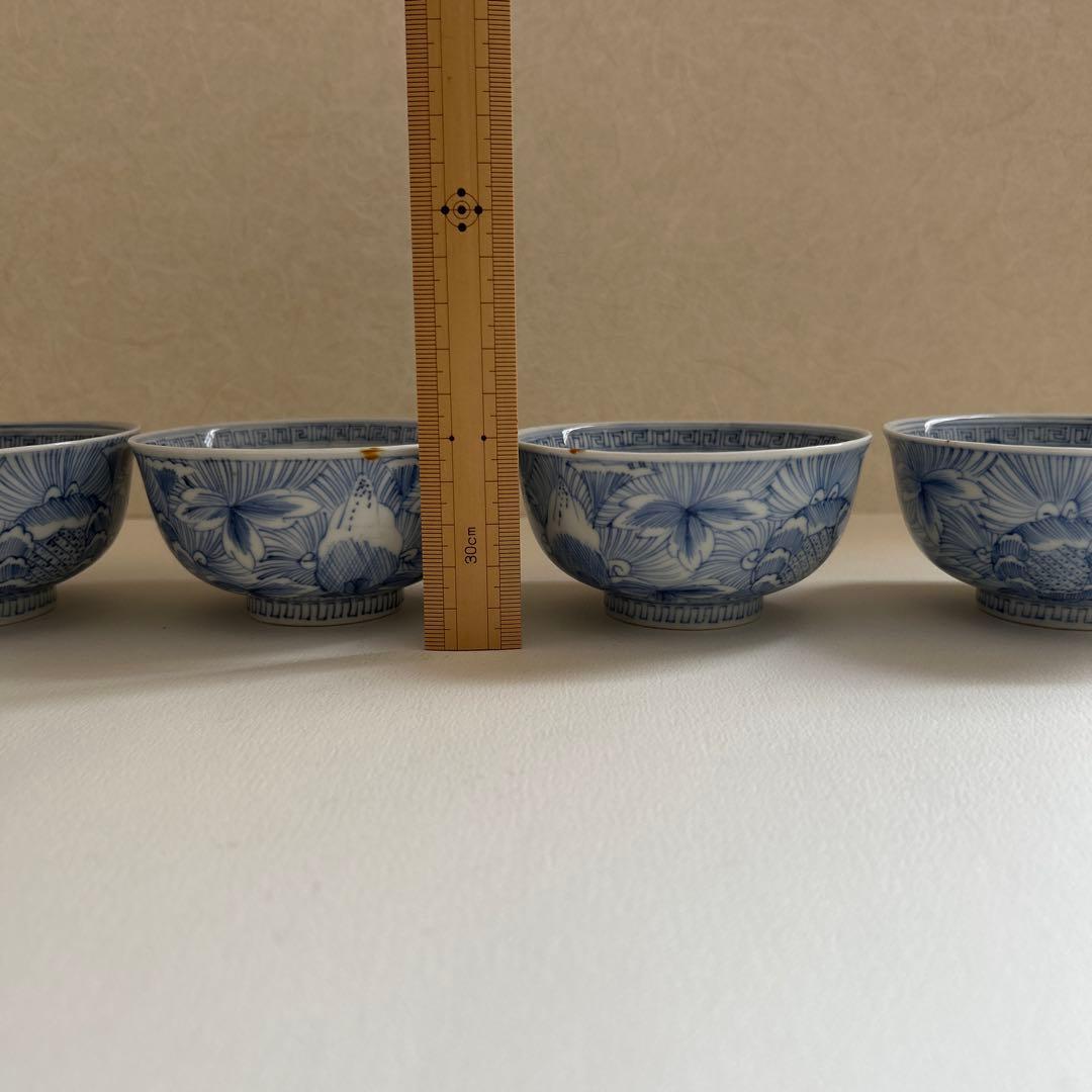 線描き　線画き　線画　湯呑み　茶碗　向付　古伊万里　骨董　皿