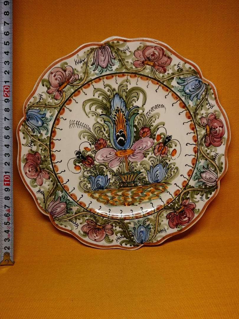 【美品】絵皿　陶器　手描き　ヨーロッパ　置物　インテリア　工芸品　A2862