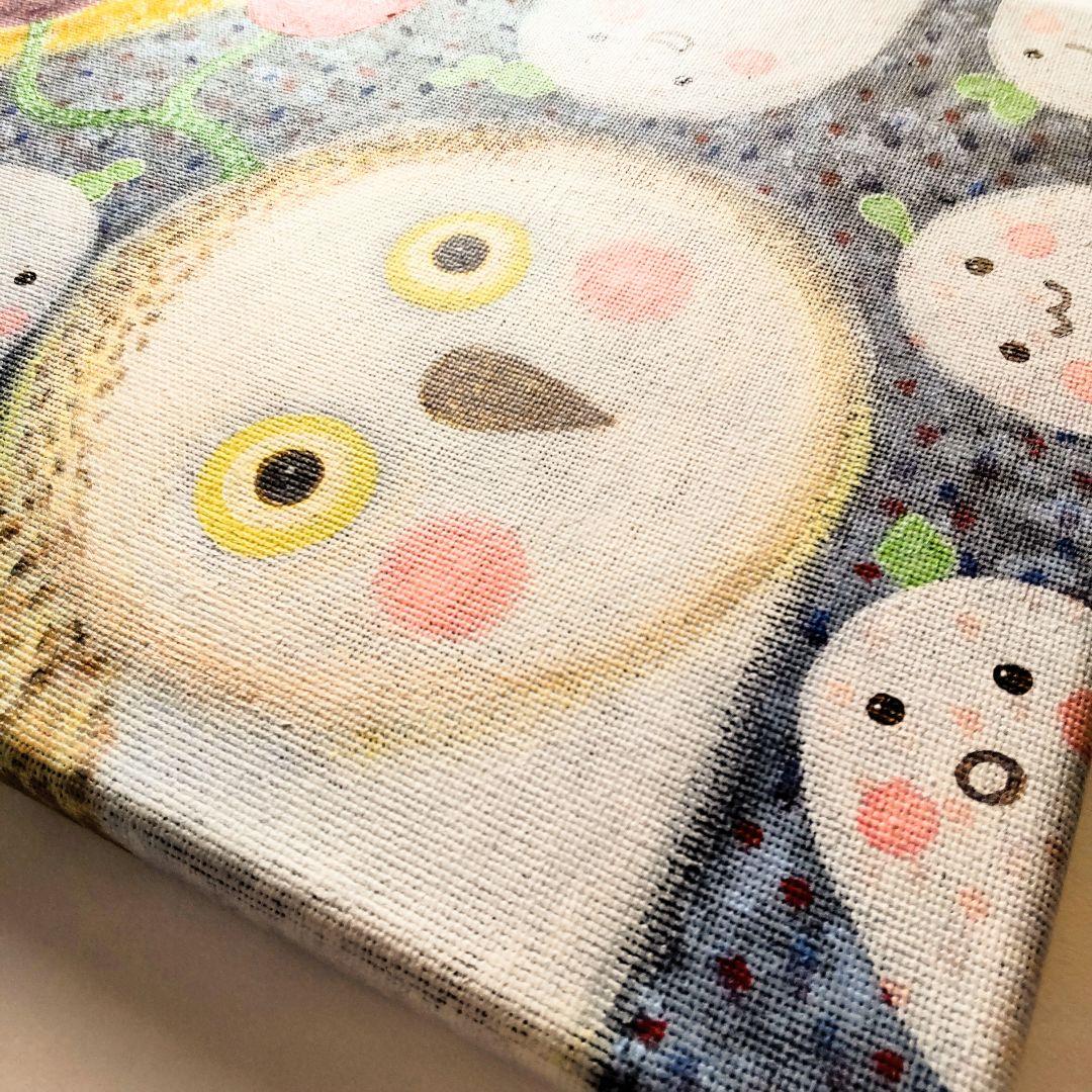 絵画 原画『花咲く夜の話』キャンバス(F4号) フクロウ 月 アート 一点もの