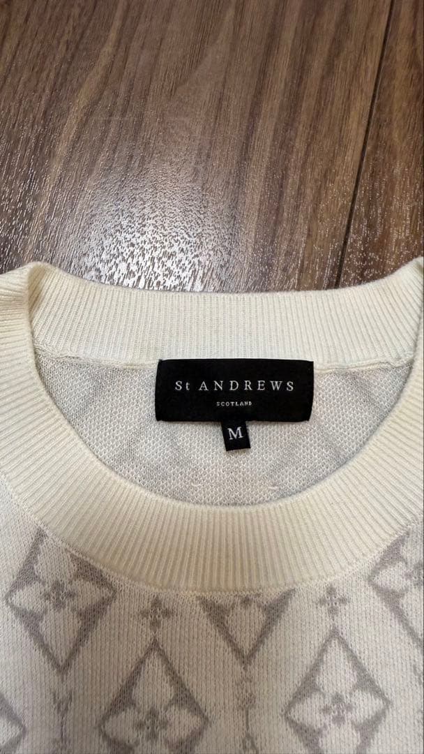 【美品】StANDREWS ダイヤロゴジャガードクルーネックニットプルオーバー