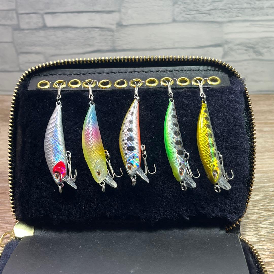 ルアーワレット　本革レザー　手染めアンティークレッド　ハンドメイド　渓流　ミノー