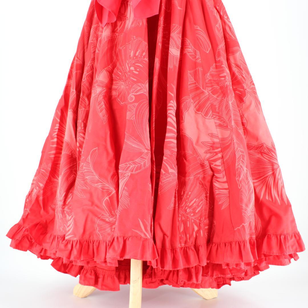 【美品 フラダンス衣装】レッド FANCY DRESS ワンピース ドレス 赤