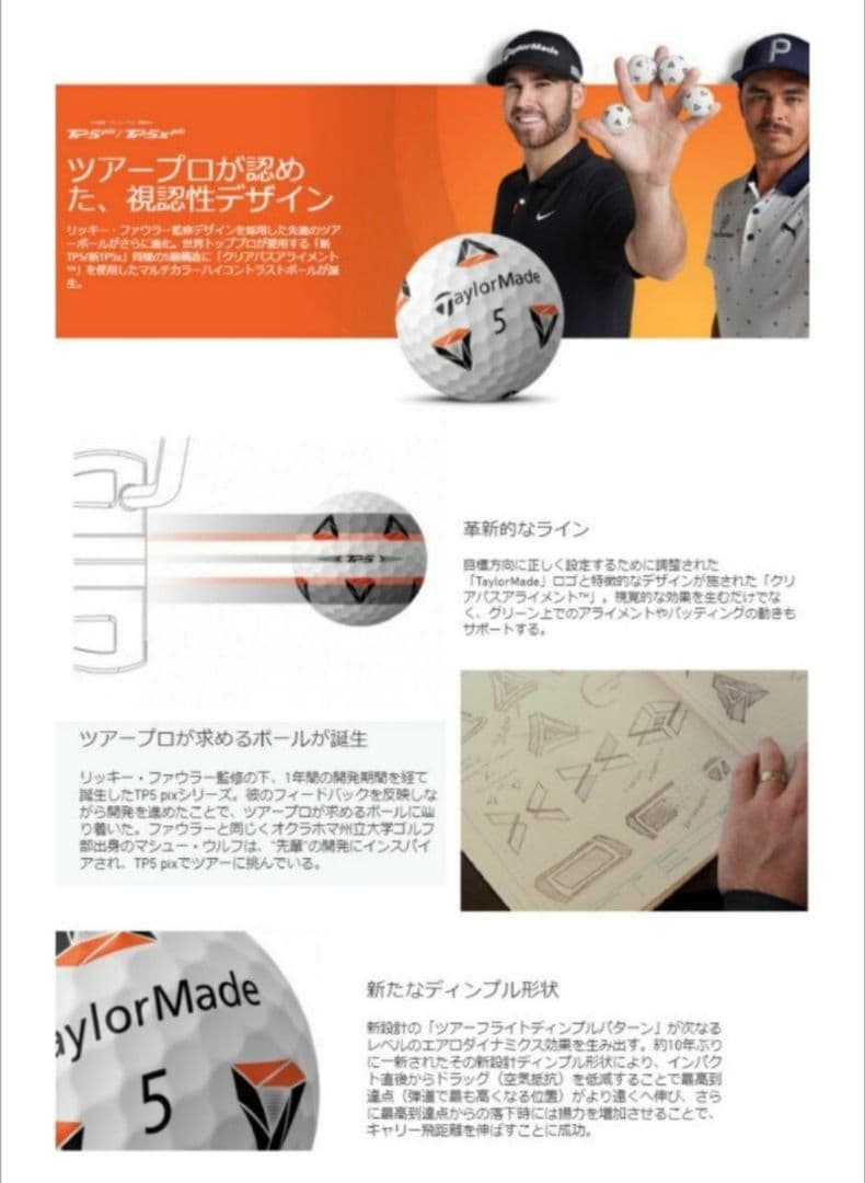 テーラーメイド ゴルフボール New TP5x Pix 1ダース