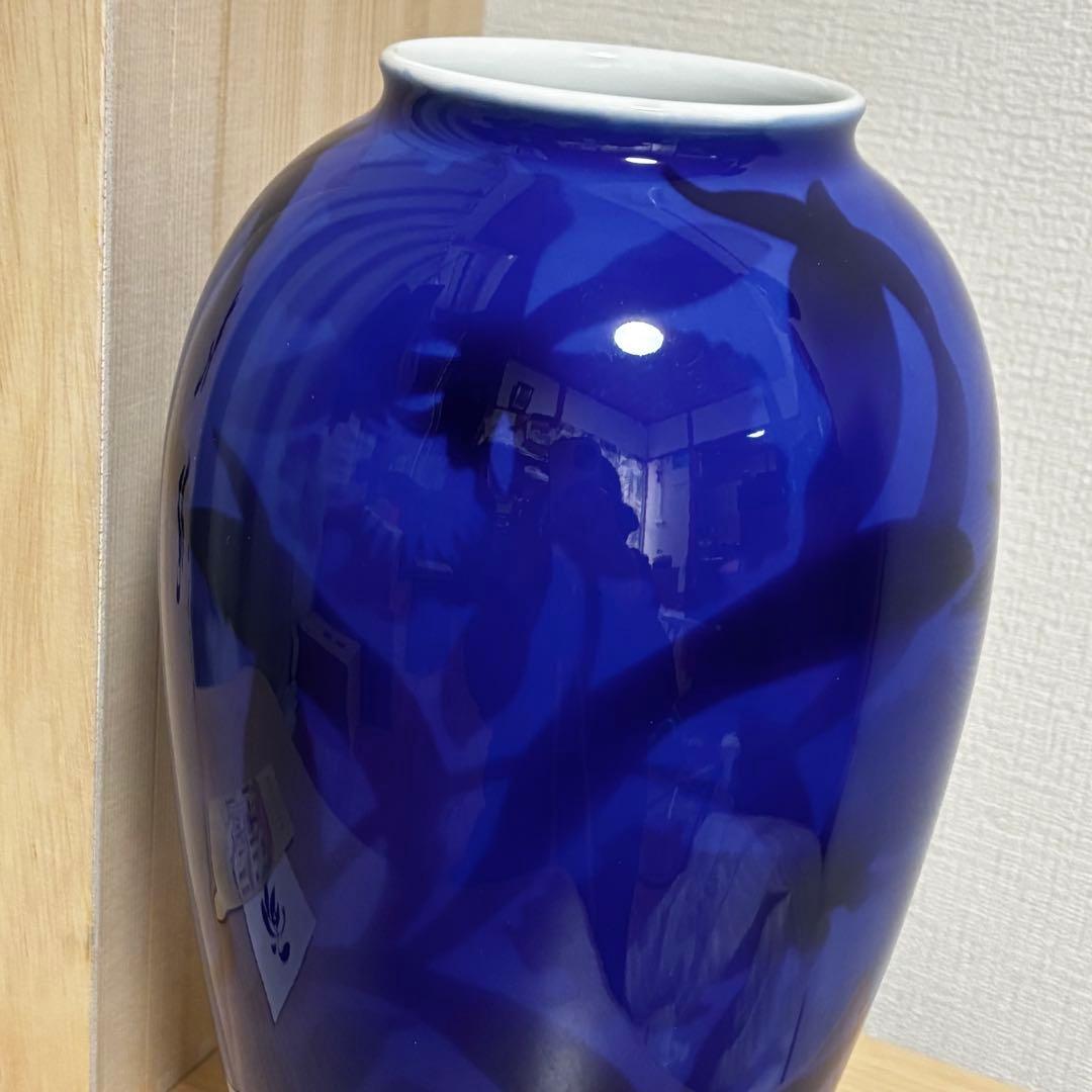 未使用　有田焼 香蘭社 染カトレア　花瓶 花器 フラワーベース　花びん　花台付
