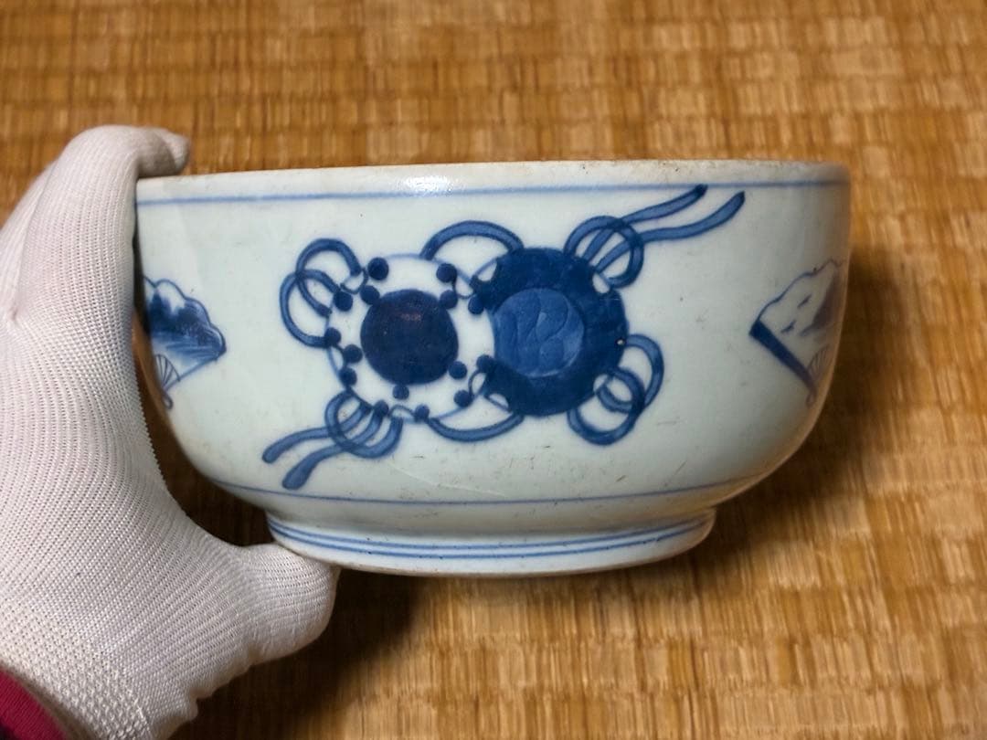 古伊万里 古染付 紋入 蓋物 水指 漆蓋付 時代物