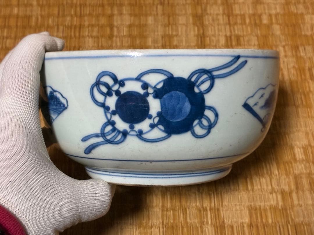 古伊万里 古染付 紋入 蓋物 水指 漆蓋付 時代物