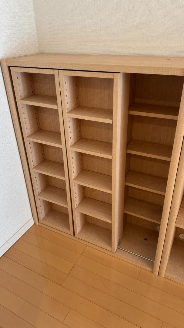 美品 大塚家具 書棚 スライドオープン 小島工芸 90×110×30cm