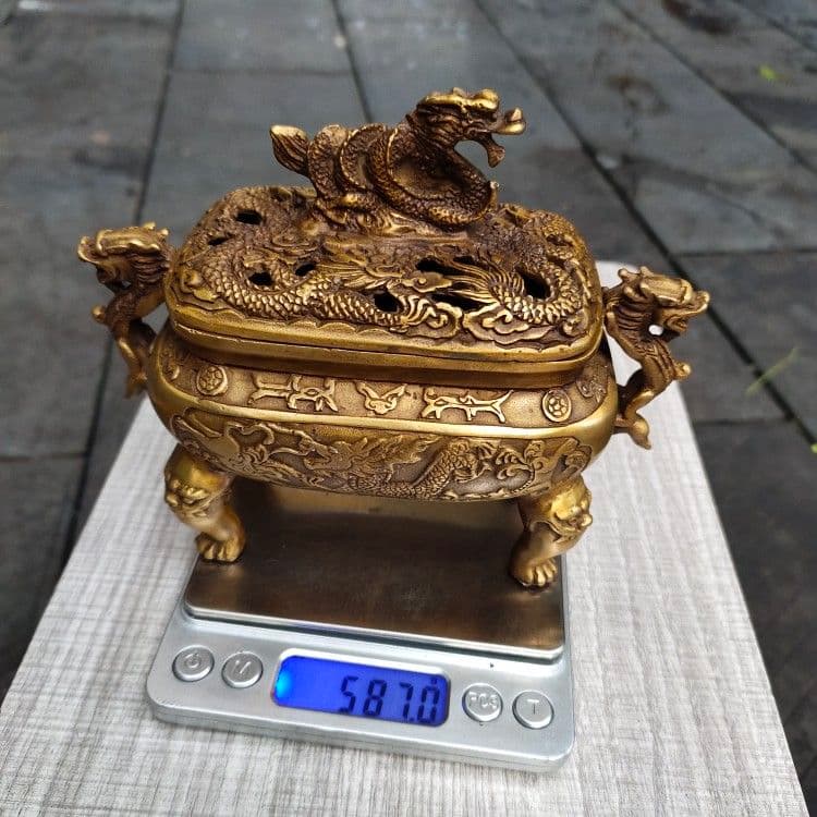 銅細工 龙纹香薰炉 檀香炉 香道具 装飾品 工芸品 美術品 置物