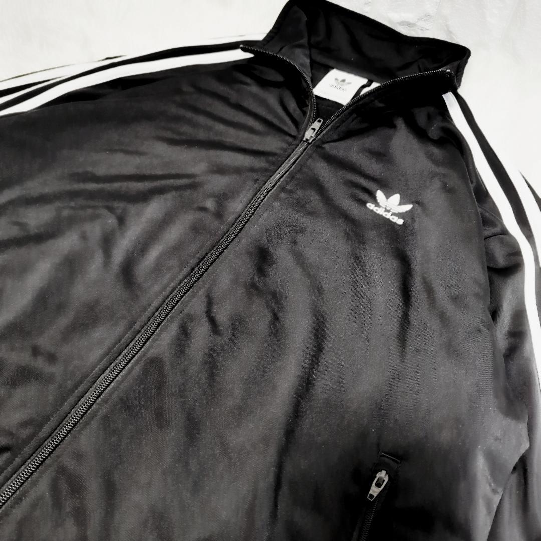 【美品】adidas トラックジャケット ジャージ 黒✕白 XL