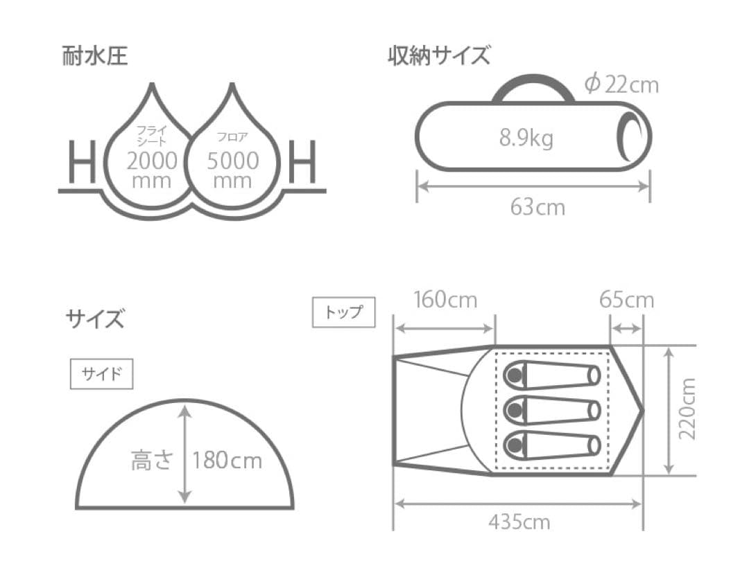 【さ】DOD ザ・テントM クロスフレーム　2〜3人用　ソロキャンプにも