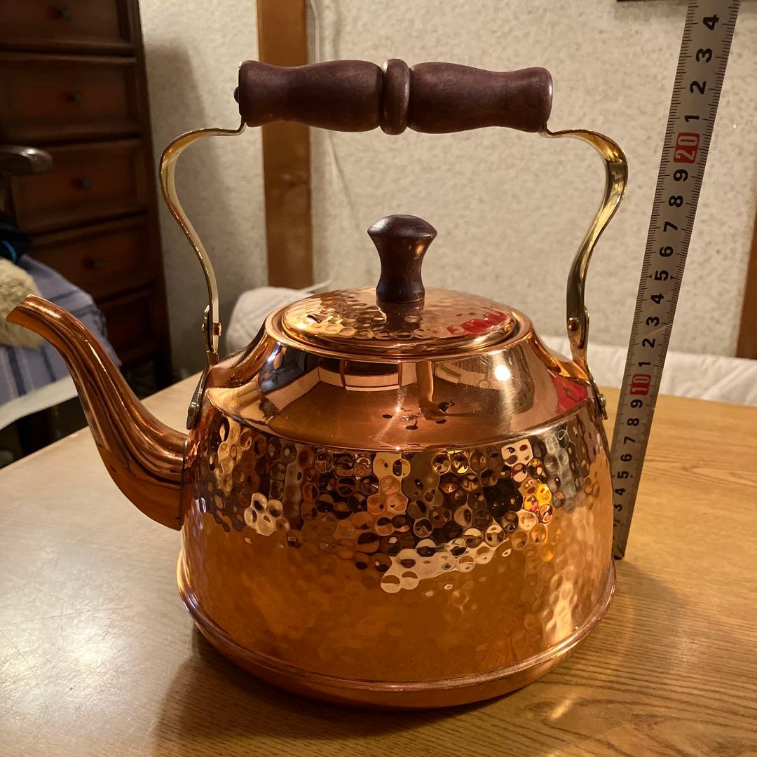 【美品】「茶寮」銅製ハンマードやかん　星野器物