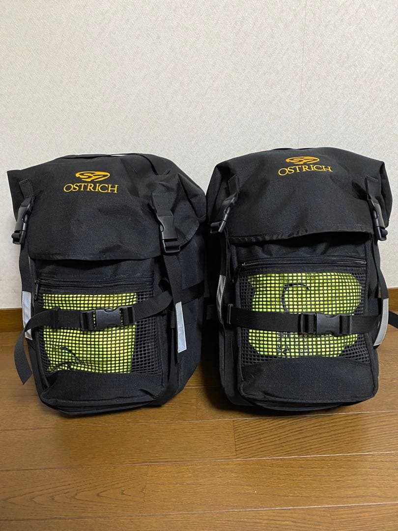 OSTRICH バックパック 黒 リフレクター付き2個セット　ボトルホルダー付き