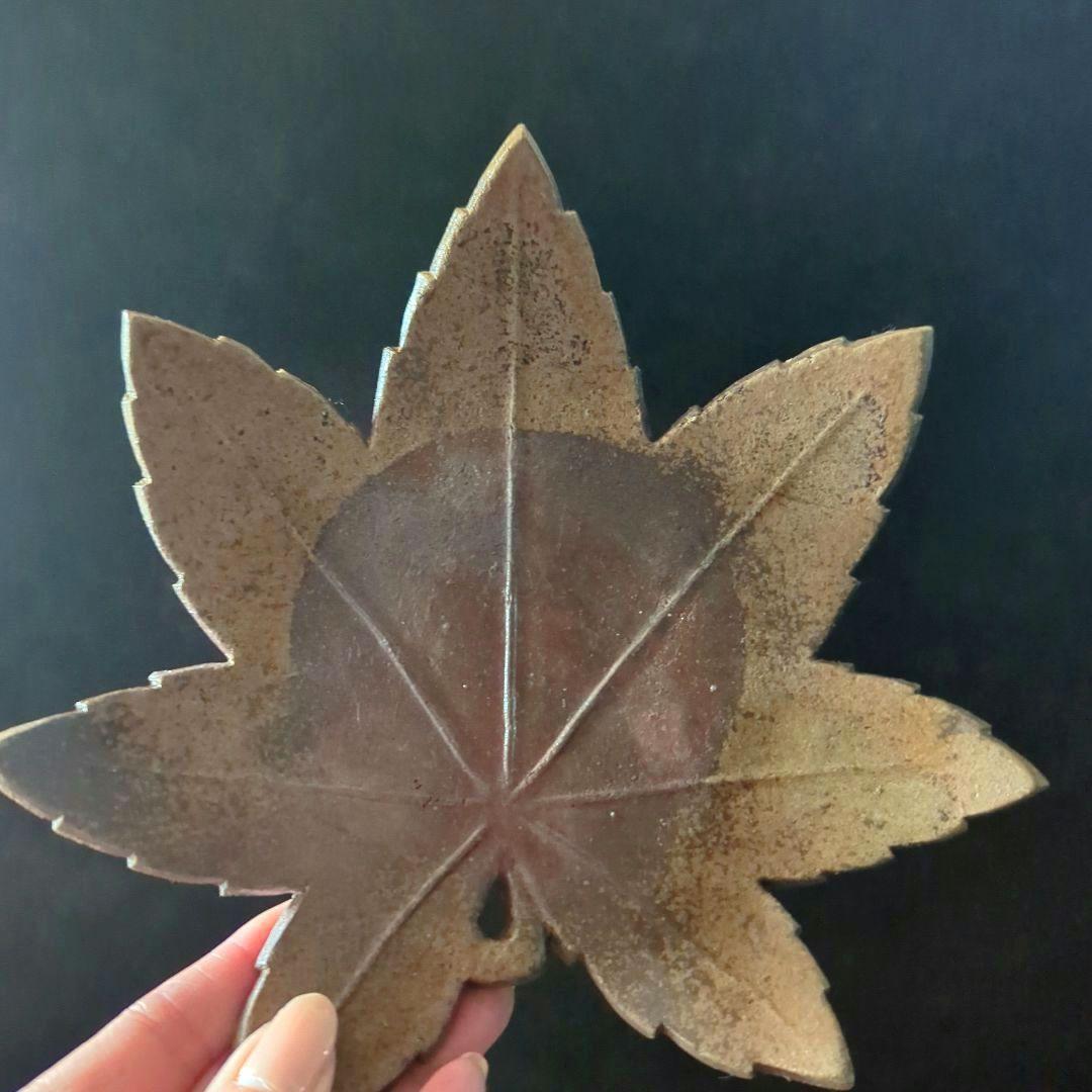 骨董品　陶芸　茶道具　備前焼　藤原陶臣　向付　料亭　割烹　紅葉銘々皿　葉皿　5枚