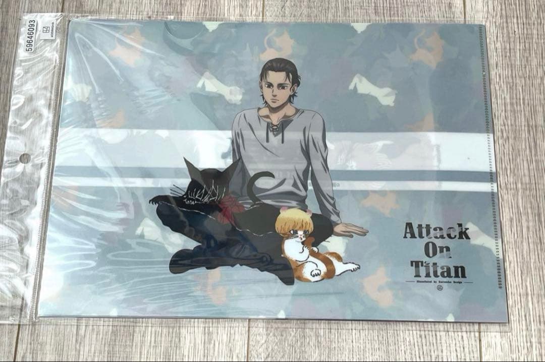 進撃の巨人　黒ねこ意匠　リヴァイ　エレン　3枚セット