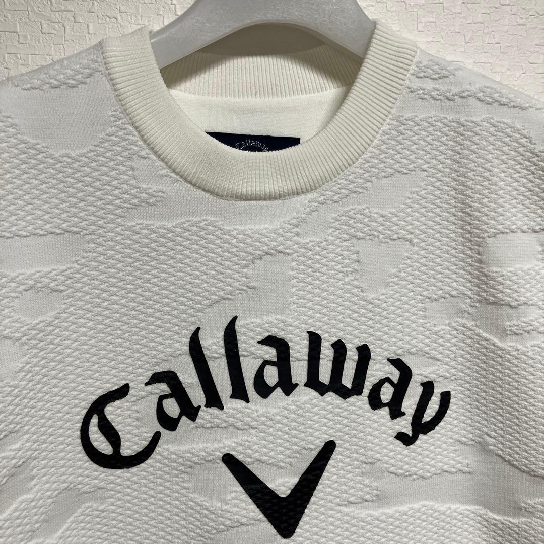 【Callaway 】ホワイト☆カモフラージュニットSゴルフウェアレディース白