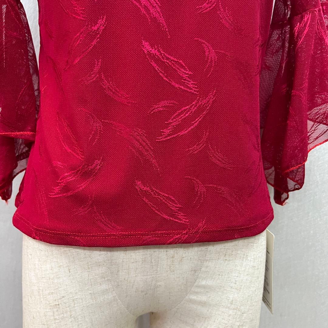 新品 社交ダンス トップス ダークレッド