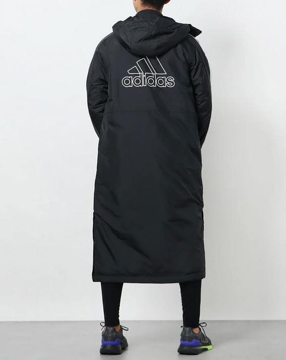 新品半額以下 15400円を アディダス ベンチコート ロングBLKブラック M