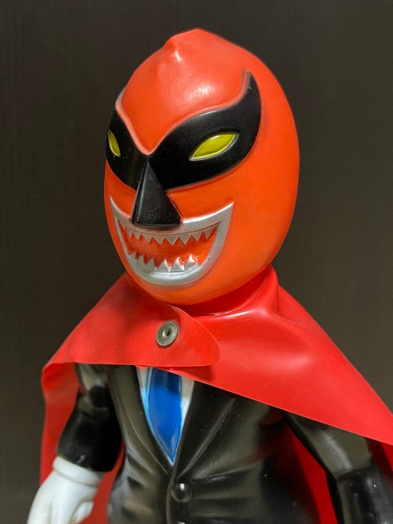 当時物　中嶋製作所　タイガーマスク　謎の魔人　スタンダードサイズソフビ　マント付