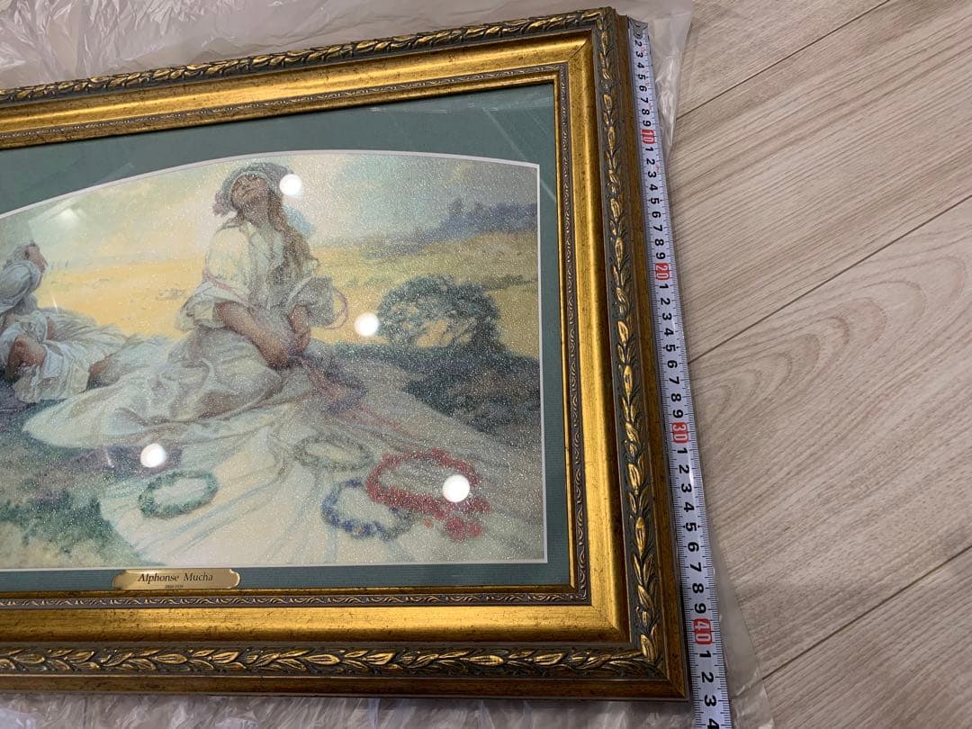 アルフォンス・ミュシャ「ボヘミアの唄」　油彩画風　額装　複製画