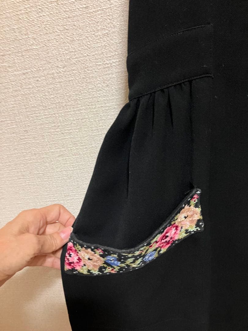 Lake Alster レイクアルスター バッククロスエプロン シュニール織 黒
