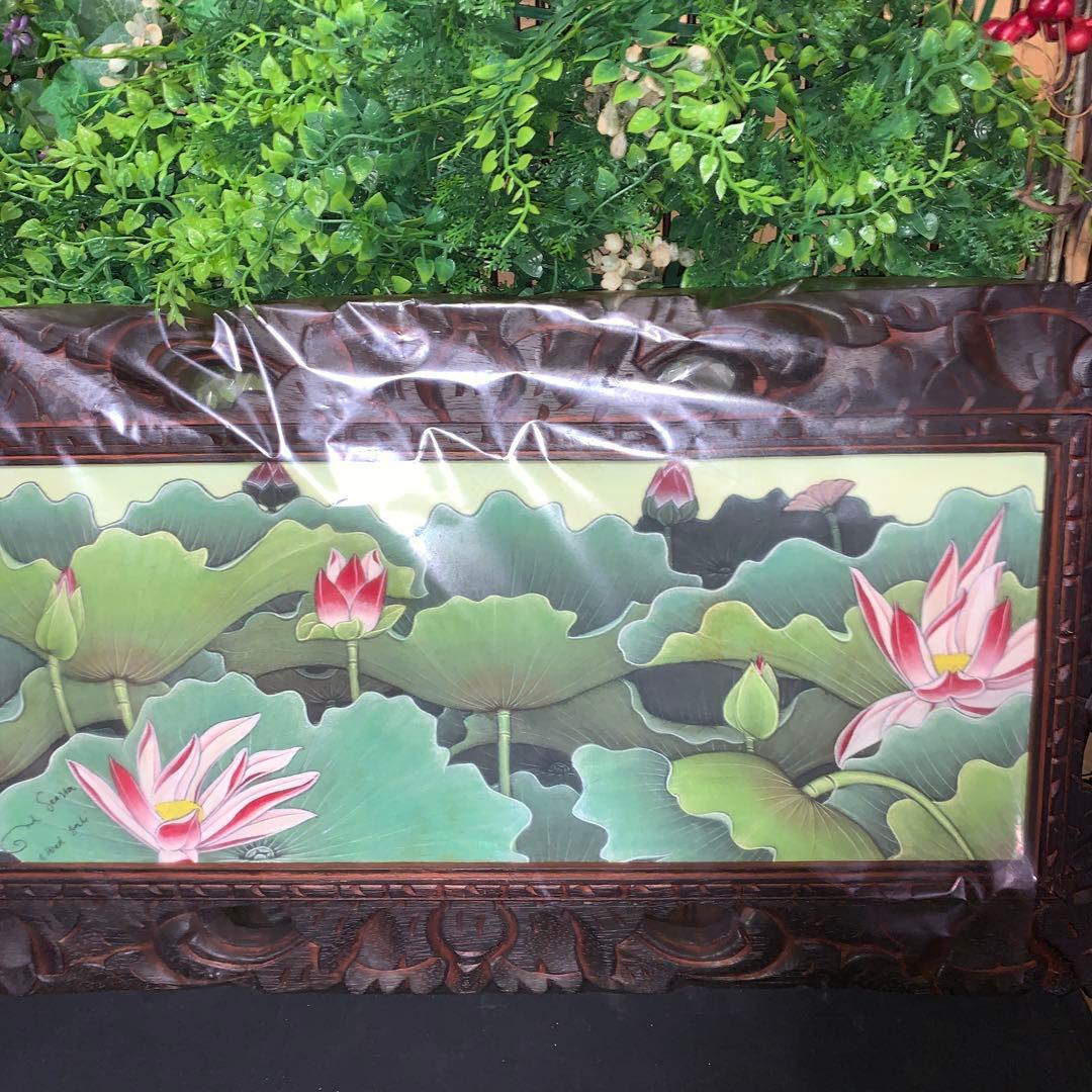 木彫り壁掛け蓮の花