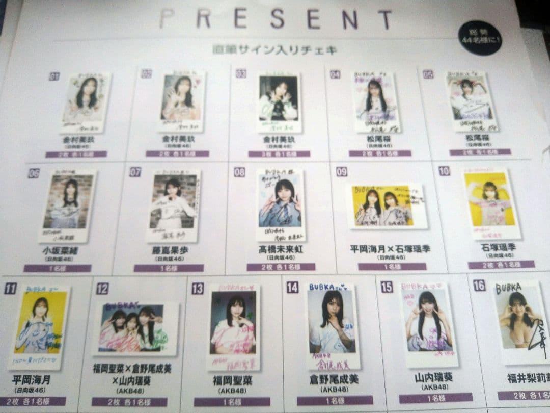BUBKA3月号　金村美玖　他　日向坂46 直筆サインチェキプレゼント応募券8枚