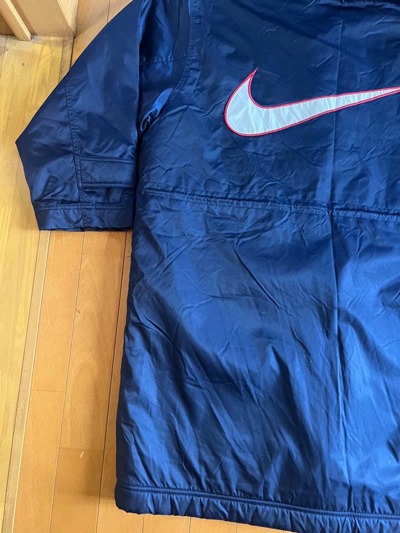 【激レア・極暖】90s NIKE ナイキ ベンチコート ボア 裏地 刺繍　紺