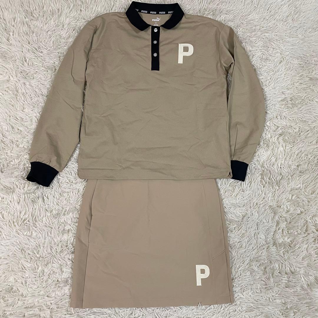 PUMA GOLF プーマゴルフ レディース Pロゴ セットアップ ベージュ