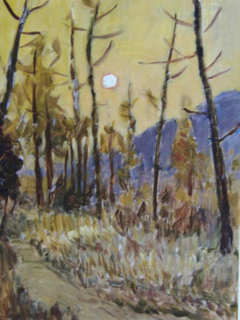 楢原健三、夕暮れの山道、希少画集画、新品高級額・額装付、状態良好