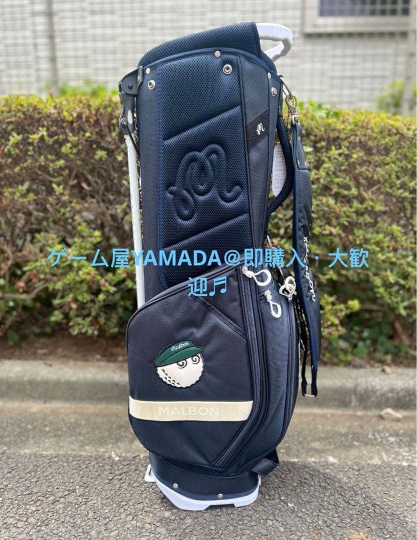 Malbon マルボン ゴルフバッグ キャディバッグ 軽量 スタンド式 ネイビー