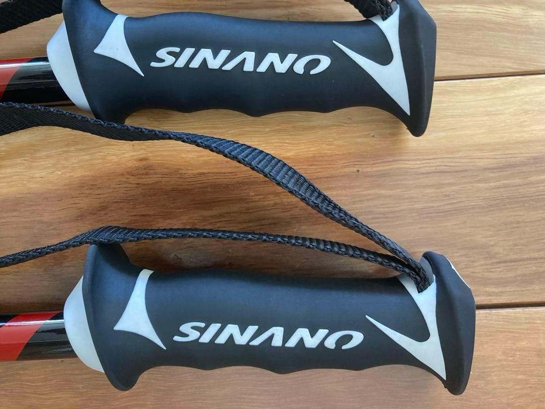 SINANO 伸縮スキー ストック(ポール) 100〜123cm シルバー