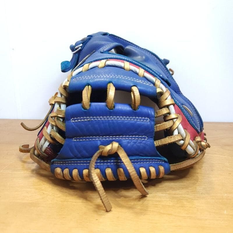 SSK 限定 ブルーレッドホワイト ゴールド紐 キャッチャーミット 軟式グローブ