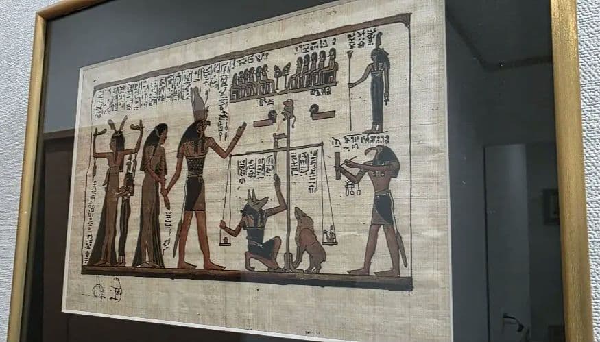 エジプト パピルス画 額装 古代壁画風