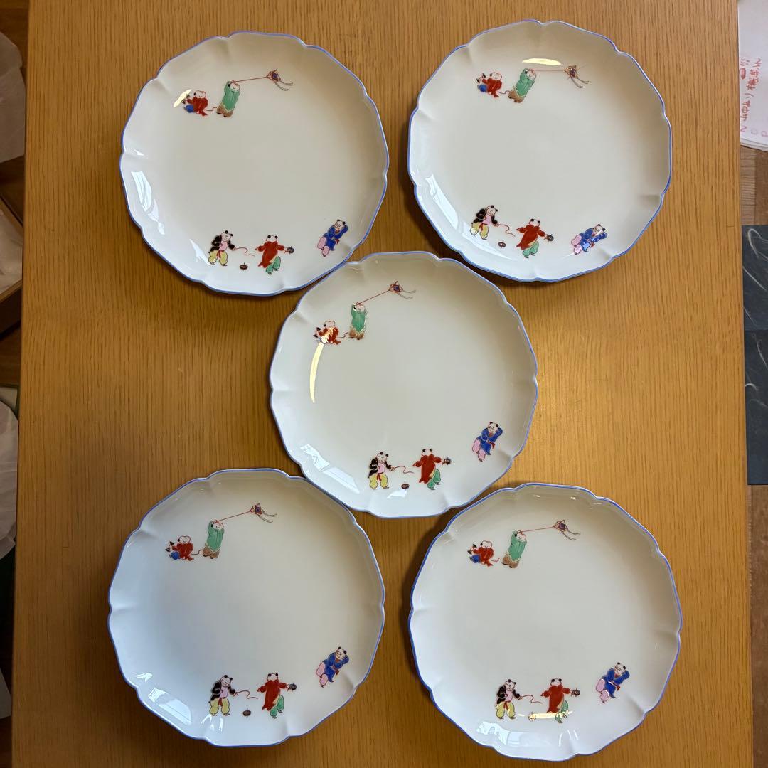 深川製　絵柄の皿5枚セット