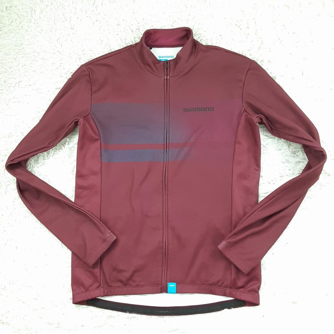 美品◎SHIMANO シマノサイクリング ジャージ XXL ボルドー 赤葡萄色