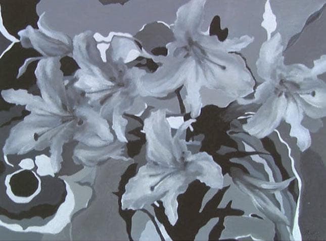 油絵 菅家令子 絵 絵画インテリア額付(青緑＋金色の枠) F6-070101 花