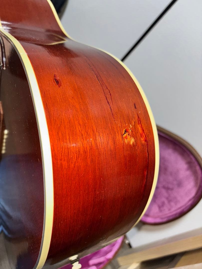 2018 gibson hummingbird vintage サイド割リペア済